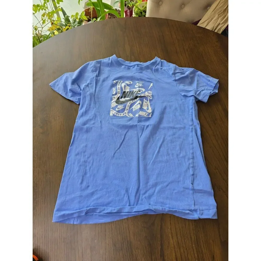 Nike‎ Kids T-Shirt Blue Graphic Logo Large
